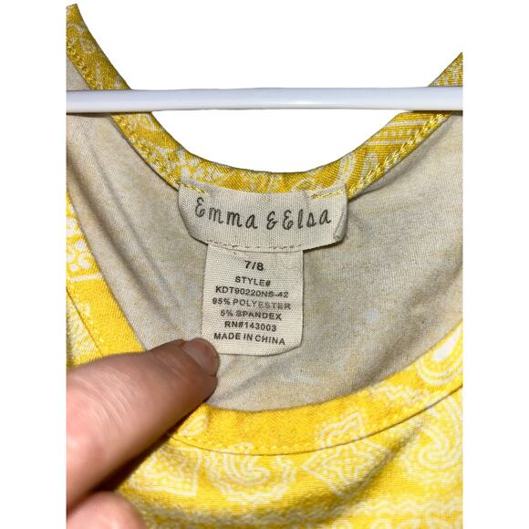 Emma & Elsa Yellow Tie-Front Top Tribal Print, Size 7-8 - Picture 3 of 4